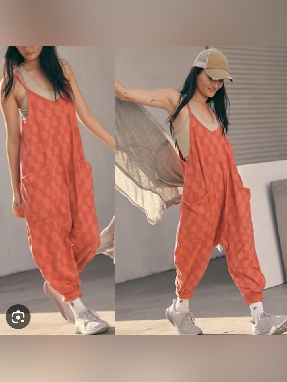 RARE Free People Hot Shot Onesie XS Oversized Checkerboard print